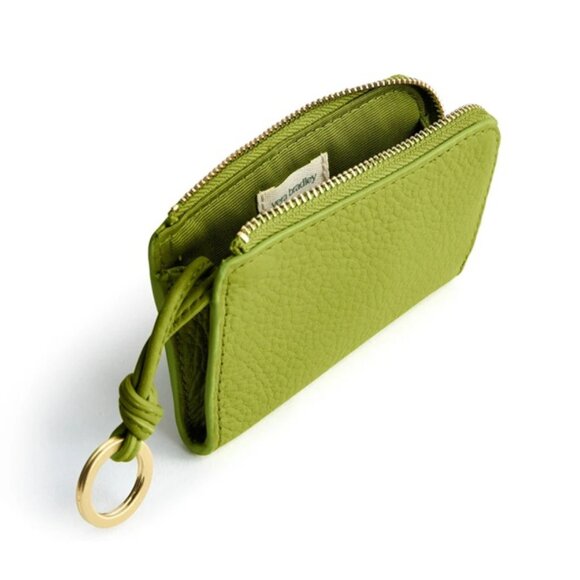 Vera Bradley Green Leather Zip Card Pouch - Picture 1 of 5